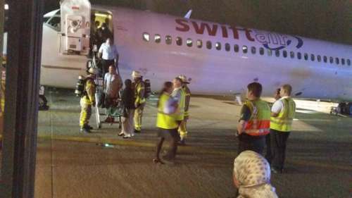 شاهد صور و فيديو: اشتعال النيران في طائرة كانت قادمة من فرانكفورت الى الناظور و نجاة الركاب من فاجعة