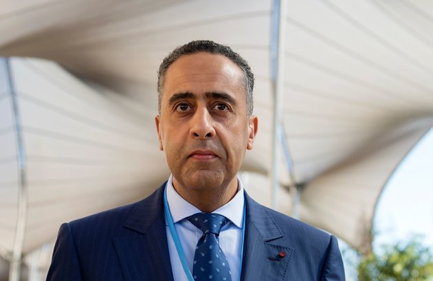 Abdellatif Hammouchi the head of the Moroccan secret services (DGST) walks during a visit to the COP22 international climate conference in Marrakesh on November 8, 2016. / AFP / FADEL SENNA (Photo credit should read FADEL SENNA/AFP/Getty Images)